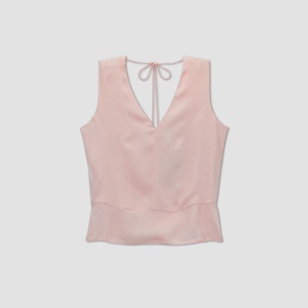 The Satin V-Neck Top in Petal Pink — alternate view