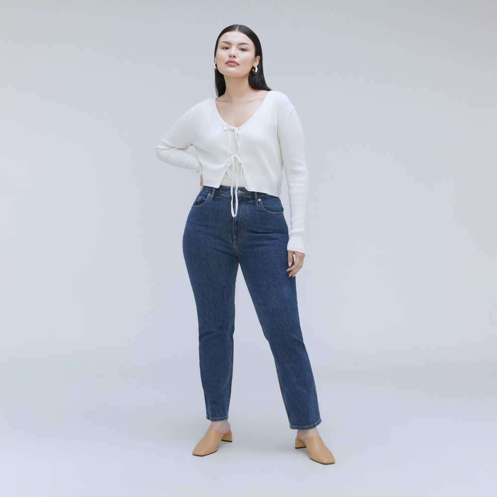 The Cotton-Merino Front-Tie Top in Snowflake — detail view