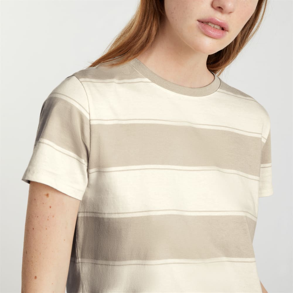 The Box-Cut Tee in Essential Cotton in Pale Khaki / Canvas Tan — detail view