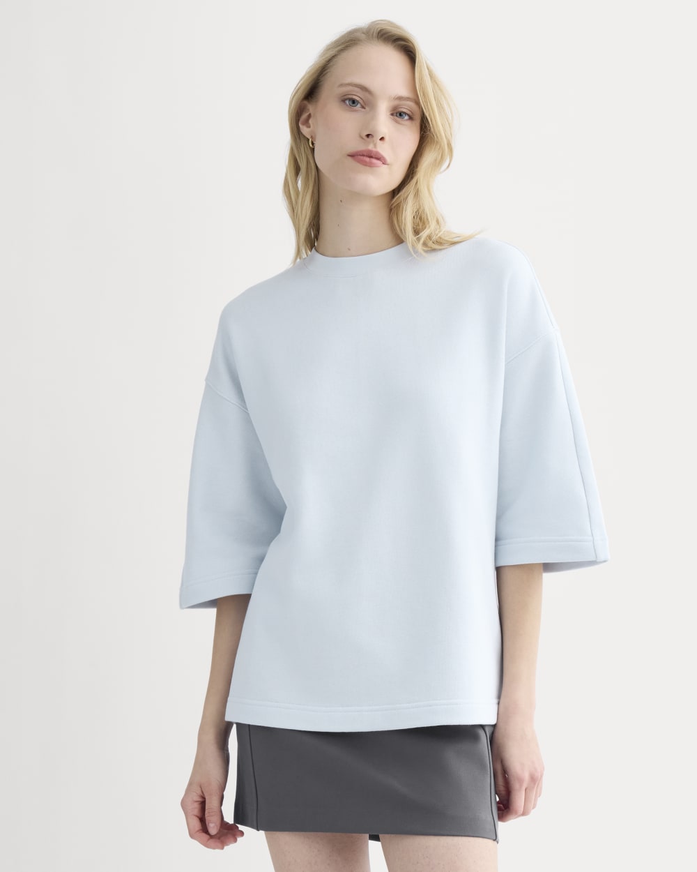 Lightweight Terry Oversized Tee in Skywriting — front view