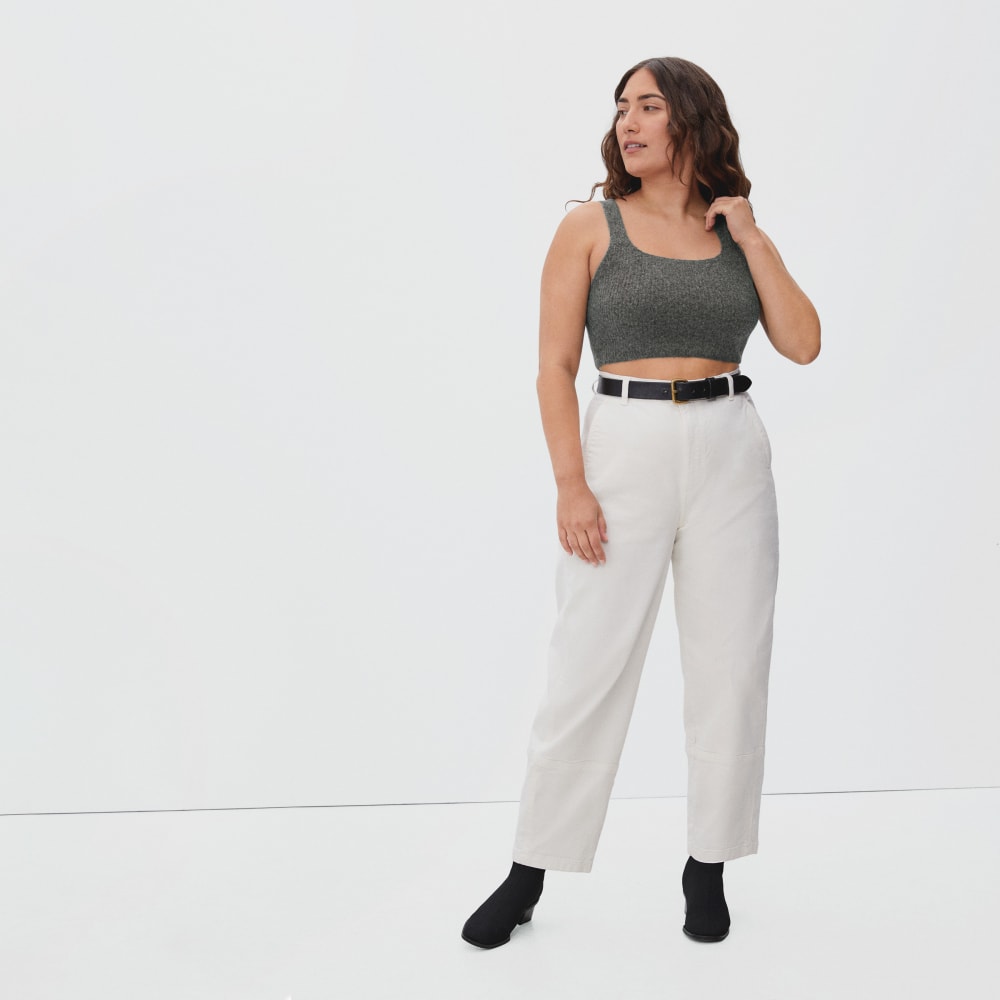 The Cozy-Stretch Tank in Heathered Charcoal — detail view
