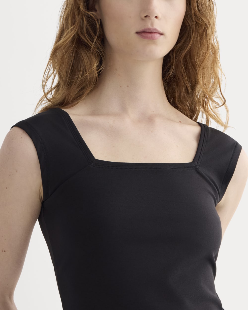 The Form Square-Neck Tank in Black — detail view