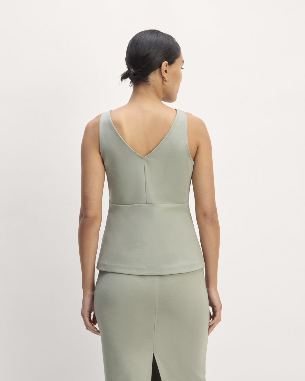 The Dream V-Neck Top in Sage Green — detail view