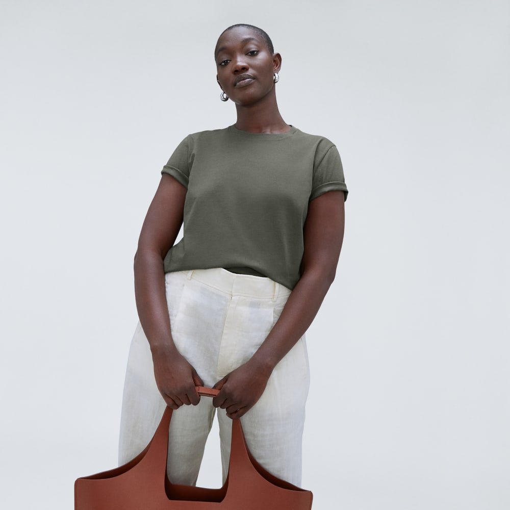 The Box-Cut Tee in Essential Cotton in Kambaba — detail view