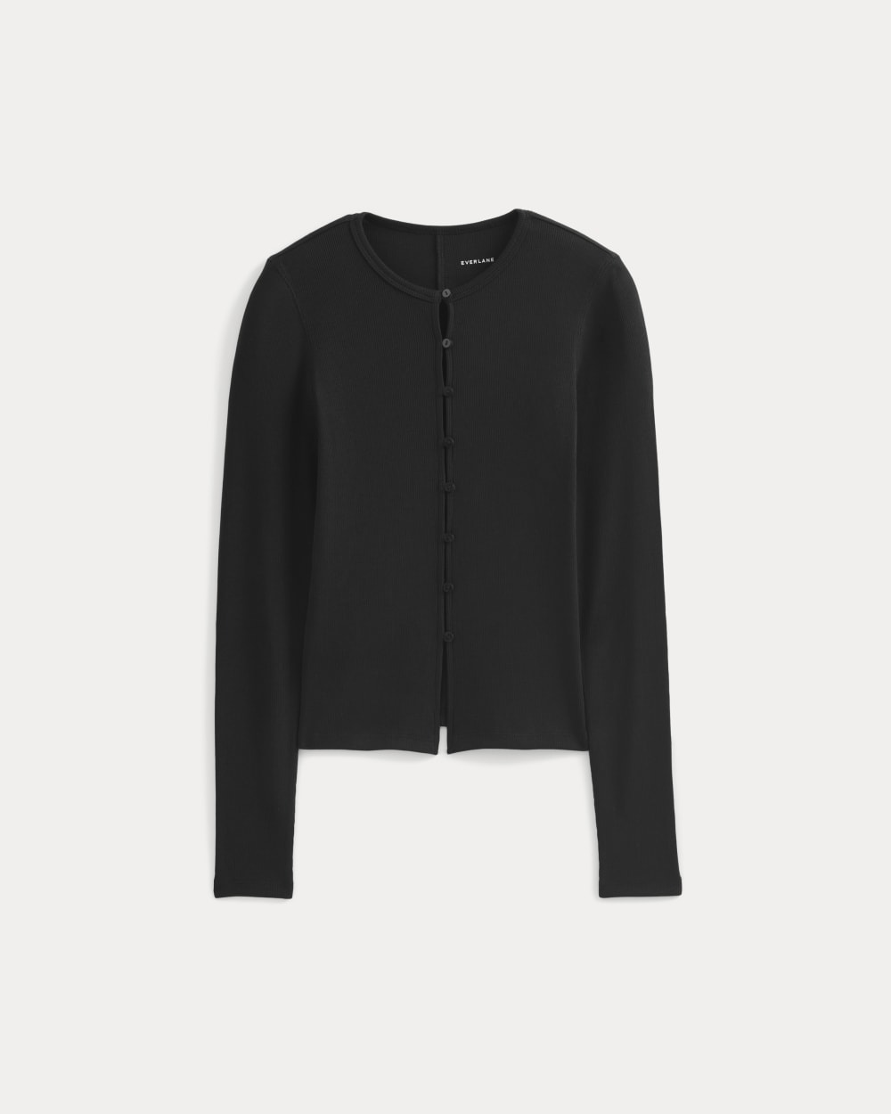 Luxe Rib Button-Up Top in Black — alternate view