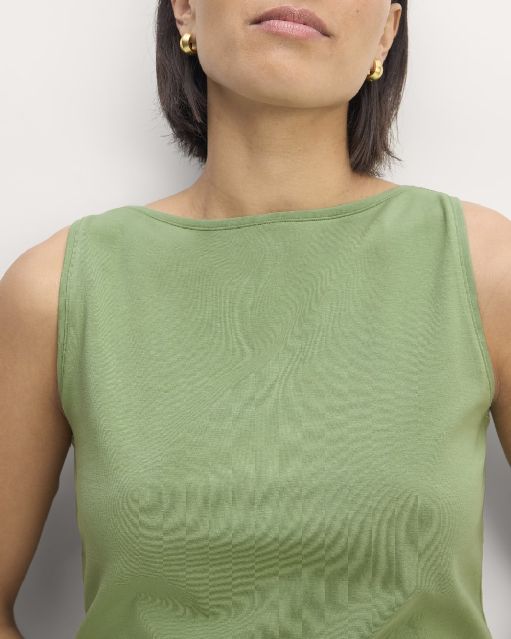 The Form Boatneck Tank in Jade Green — detail view