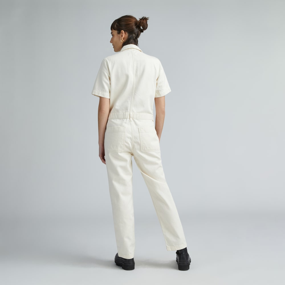 The Supersoft Jean Coverall in Seeded Ecru — detail view