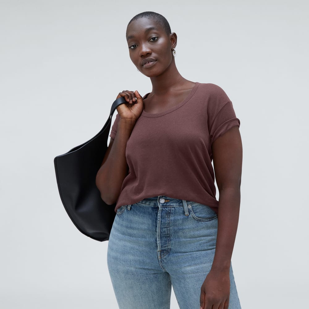 The Air Scoop-Neck Tee in Espresso — detail view