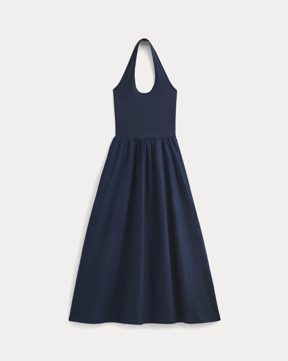 Halter Dress in Ultrasoft Cotton in Navy — alternate view