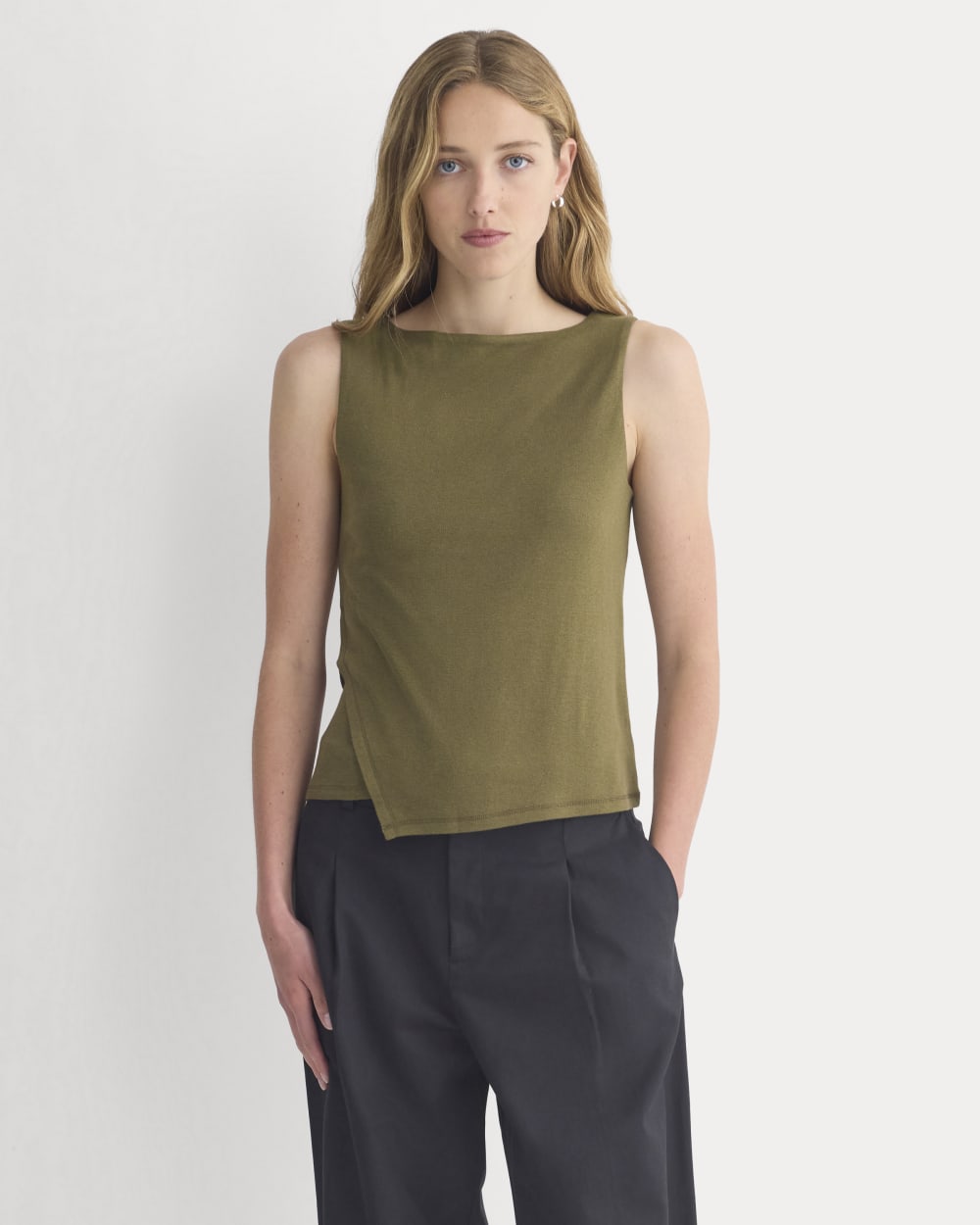 Tissue Boatneck Tank in Beech — front view