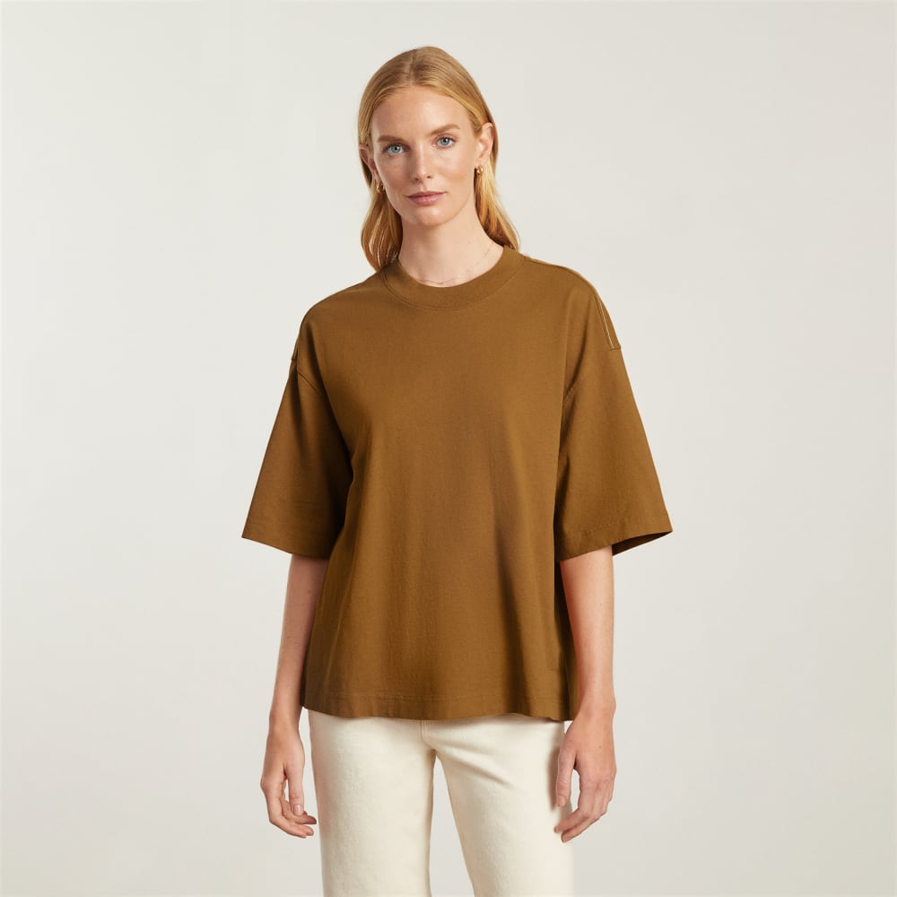 The Premium Weight Relaxed Tee in Tawny Brown — alternate view
