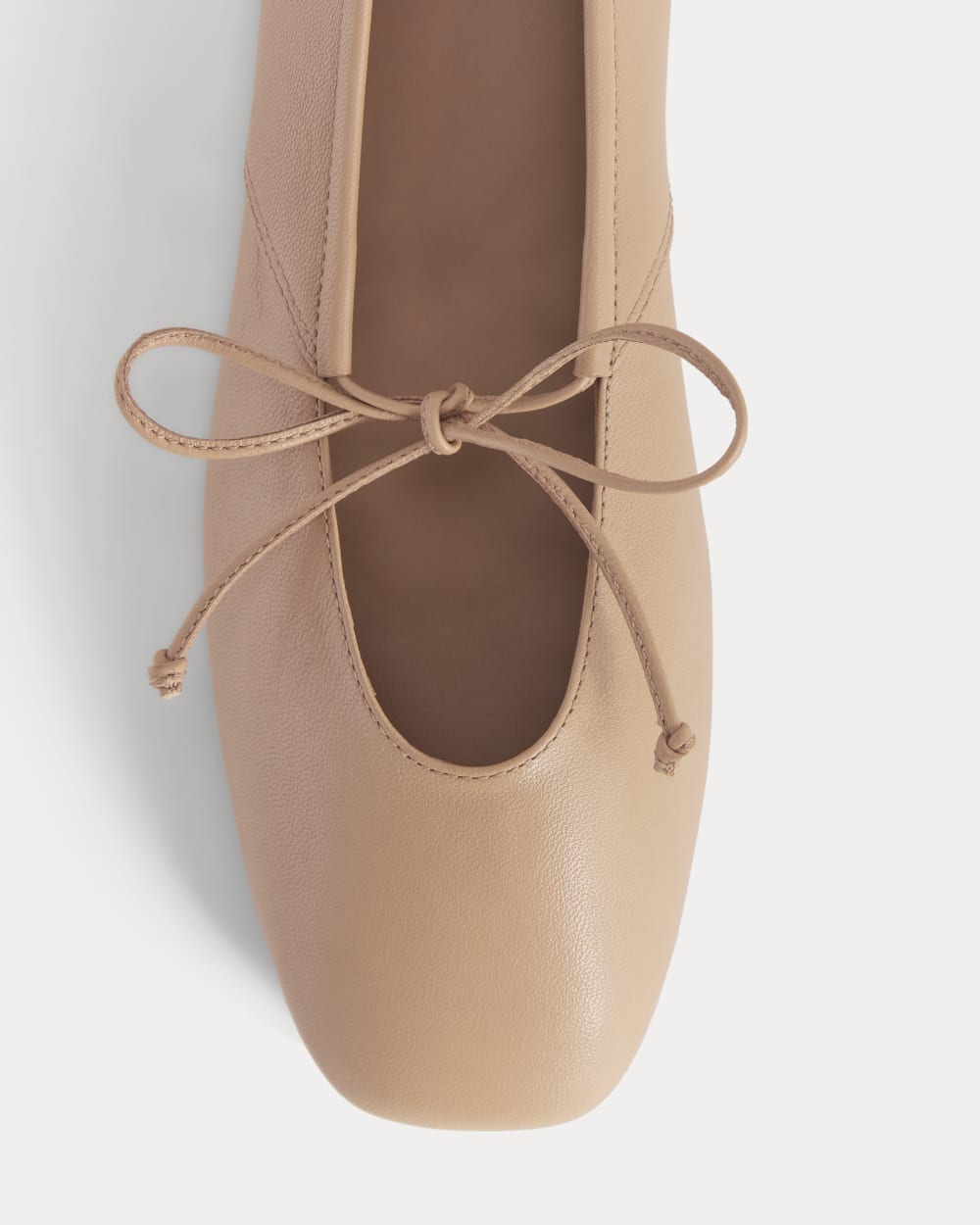 Leather Keyhole Flat in Blush Tan — detail view
