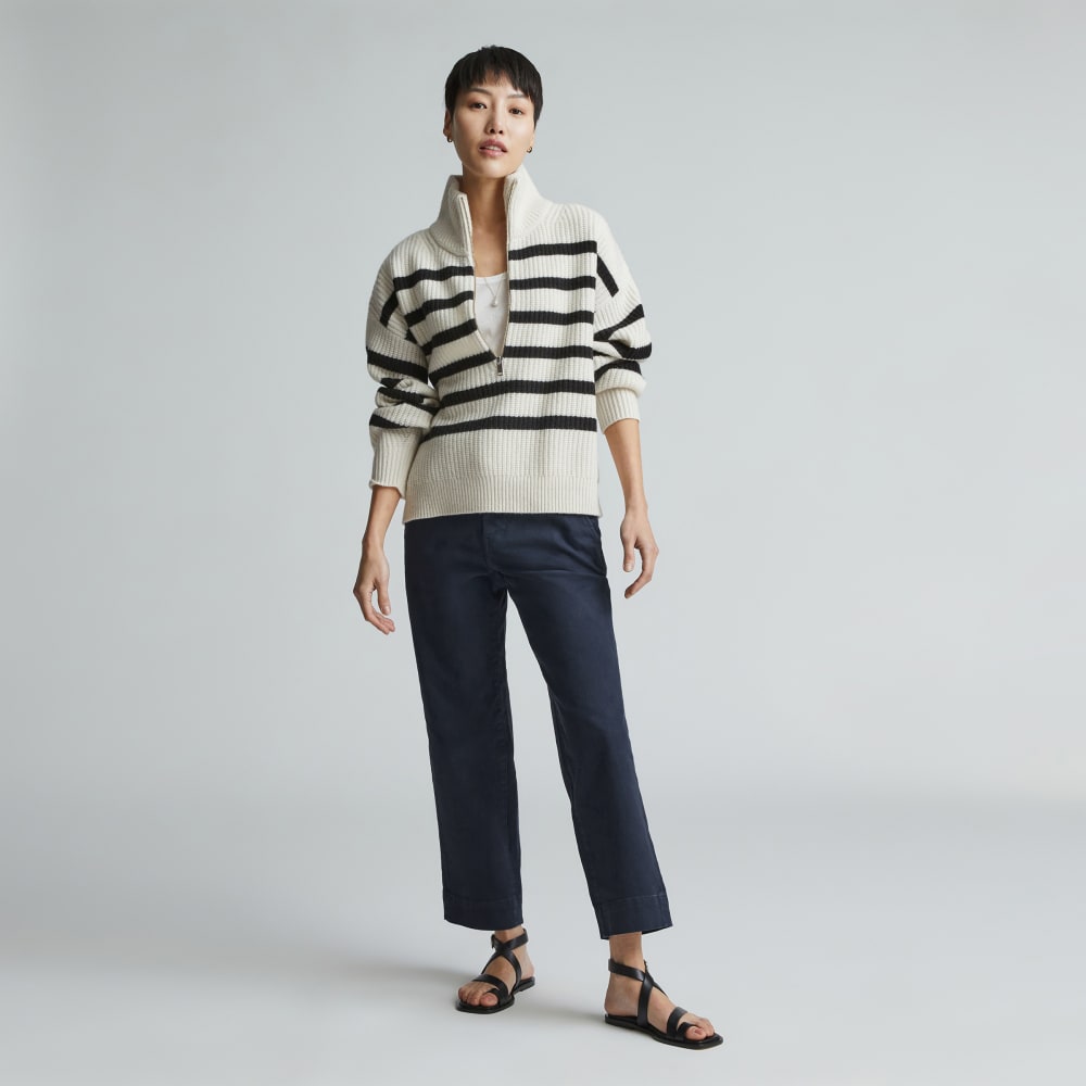 The Organic Straight-Leg Pant in Navy — front view