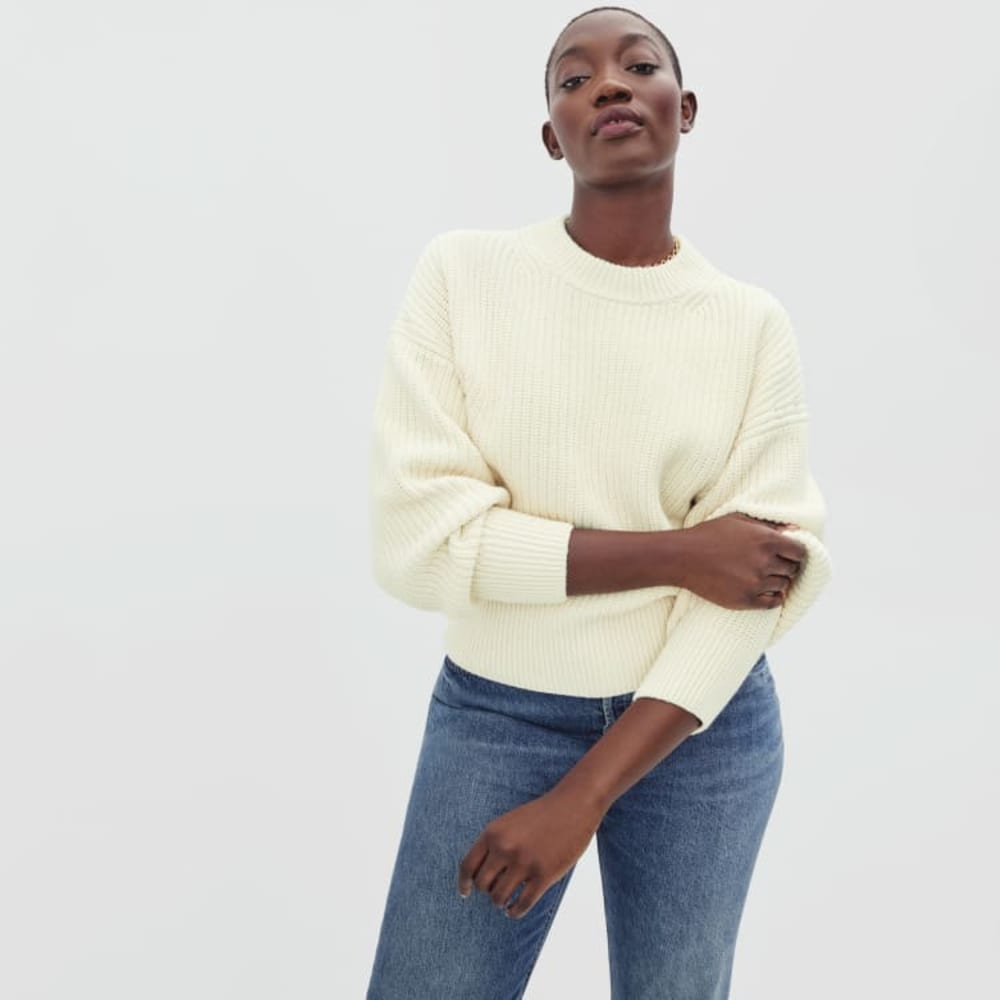 The Texture Cotton Crew in Canvas Tan — front view