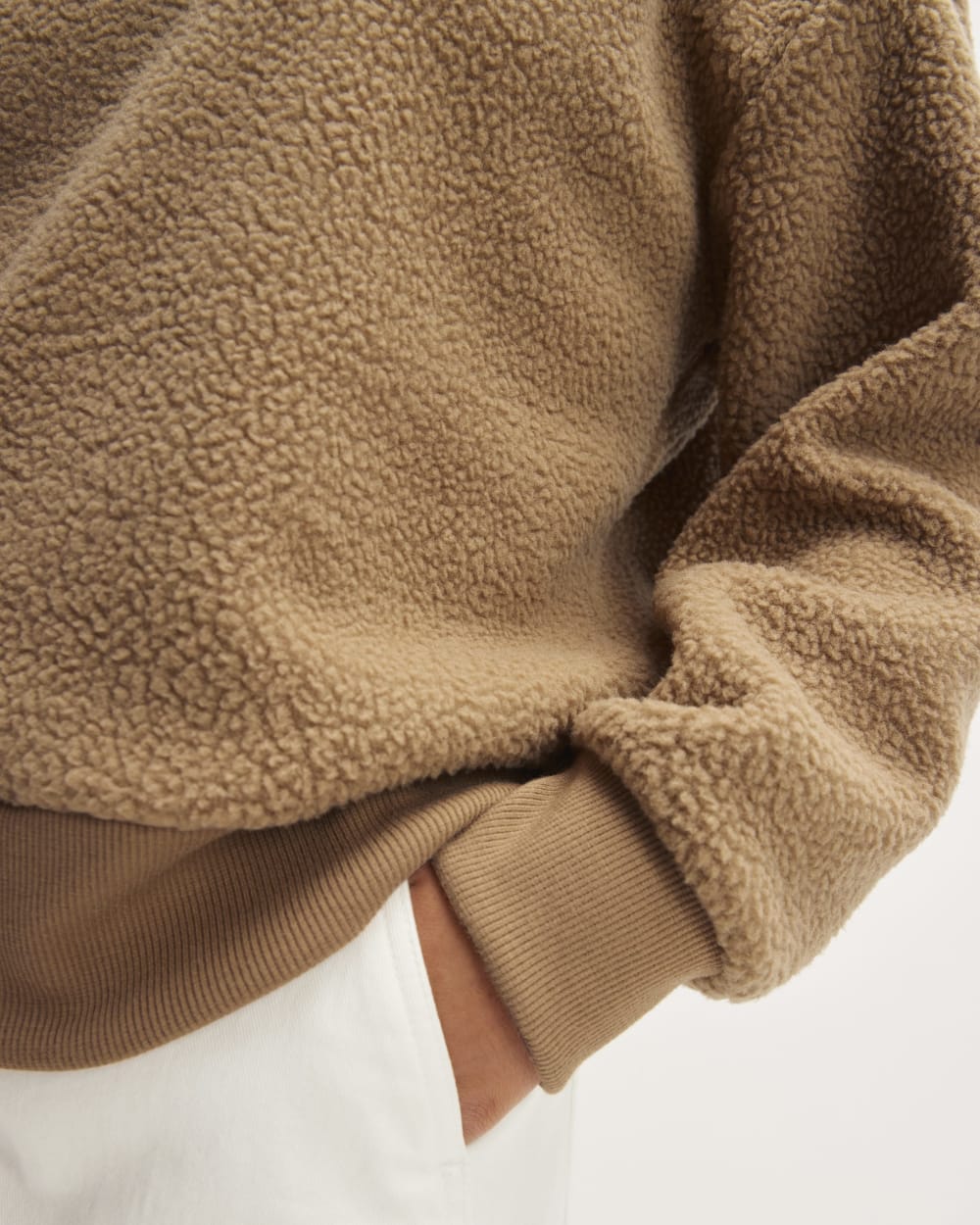 The ReNew Fleece Oversized Crew in Tiger's Eye — detail view