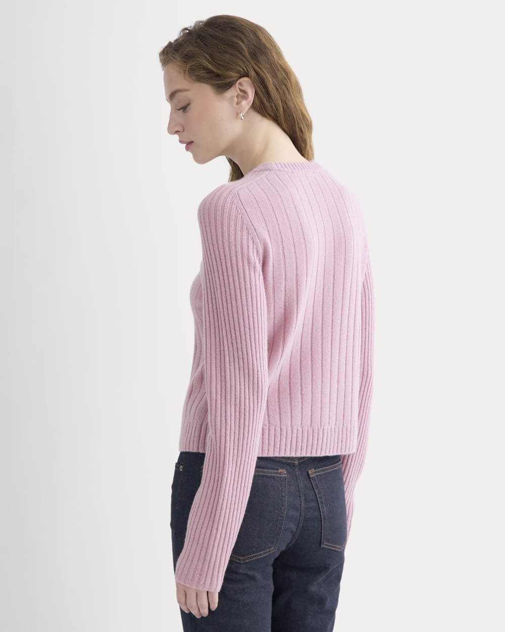 Mix Ribbed Crew in Cashmere in Lilac Crush — detail view