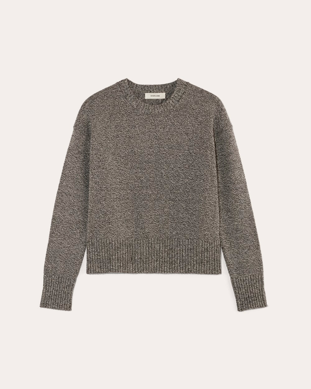 The Boxy Sweater in Everyday Cotton in Canvas / Black Twist — alternate view