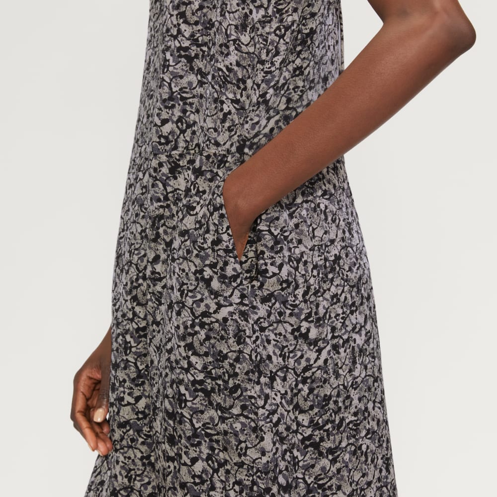 The Satin V-Neck Maxi Dress in Splatter — detail view