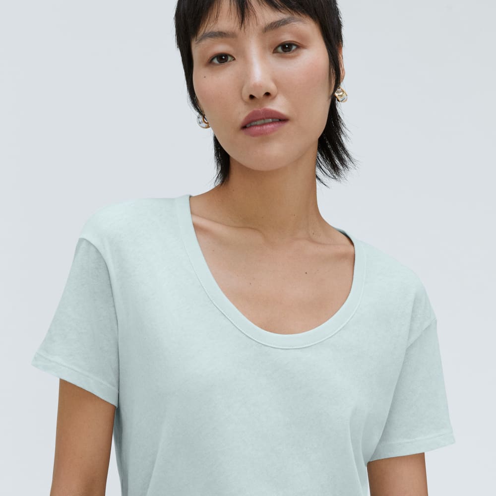 The Air Scoop-Neck Tee in Ice Blue — detail view