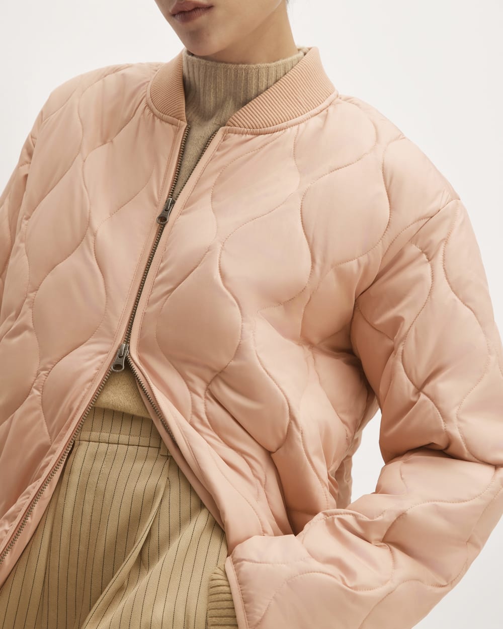 The ReNew Long Liner in Blush Pink — detail view