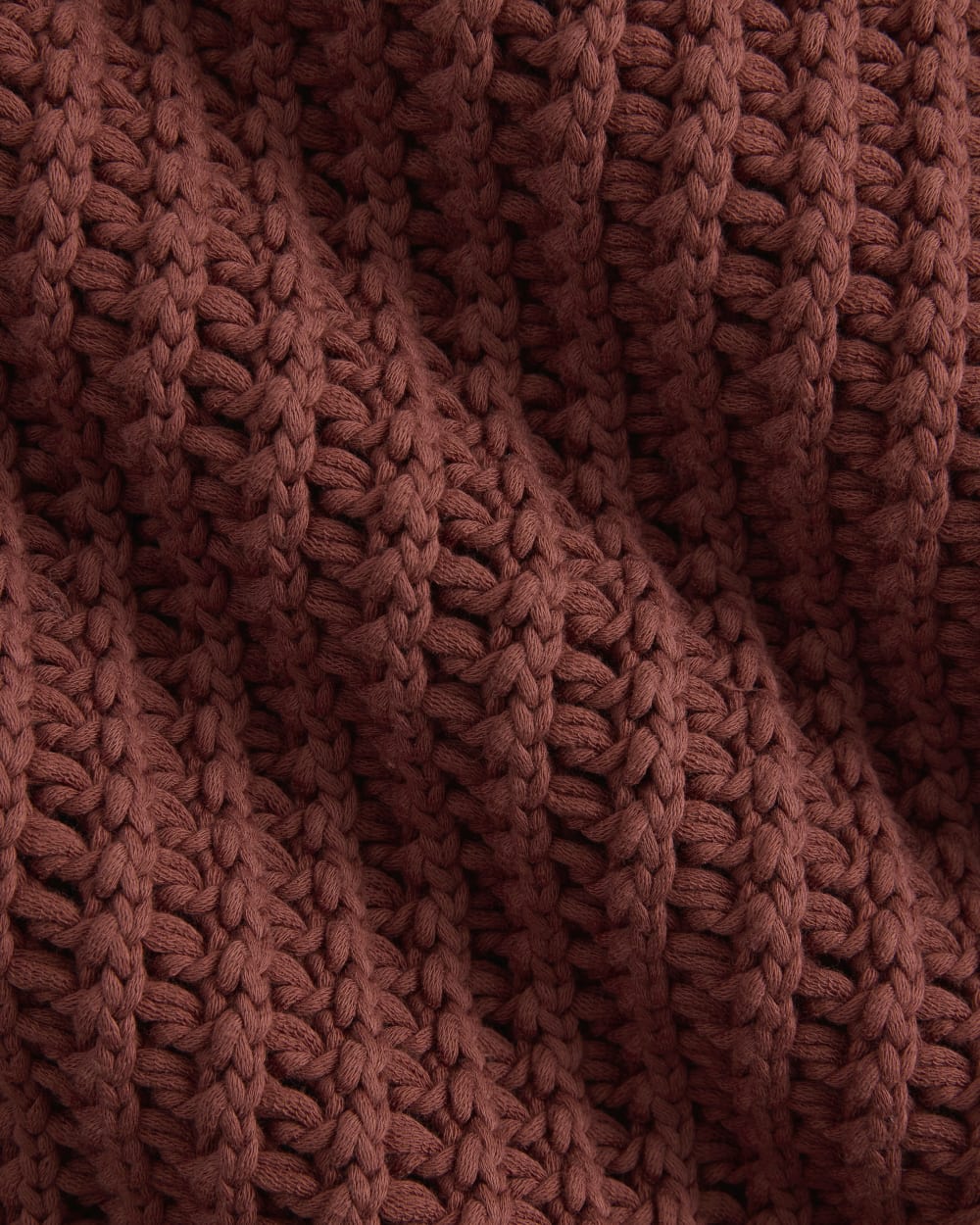 Open-Knit Tunic Vest in Elevated Cotton in Henna Red — detail view