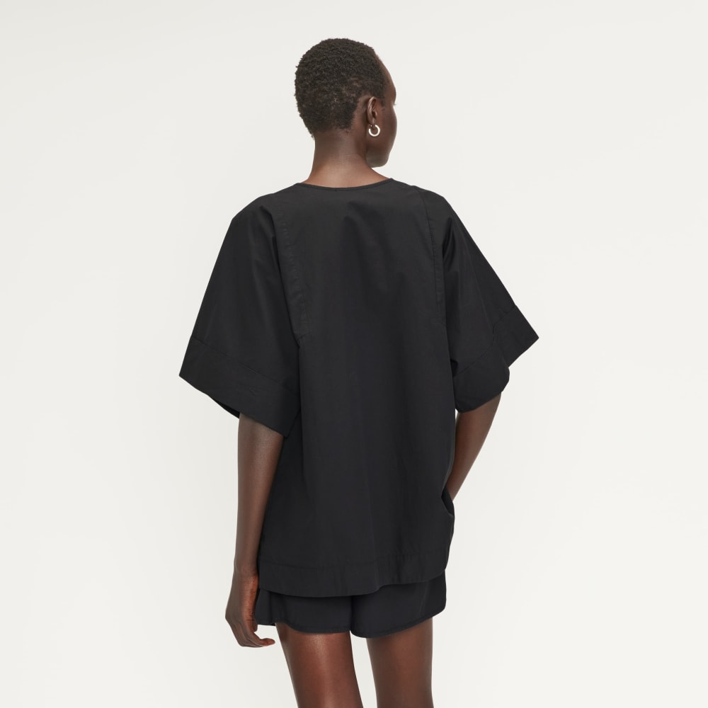 The Poplin Tunic in Black — detail view