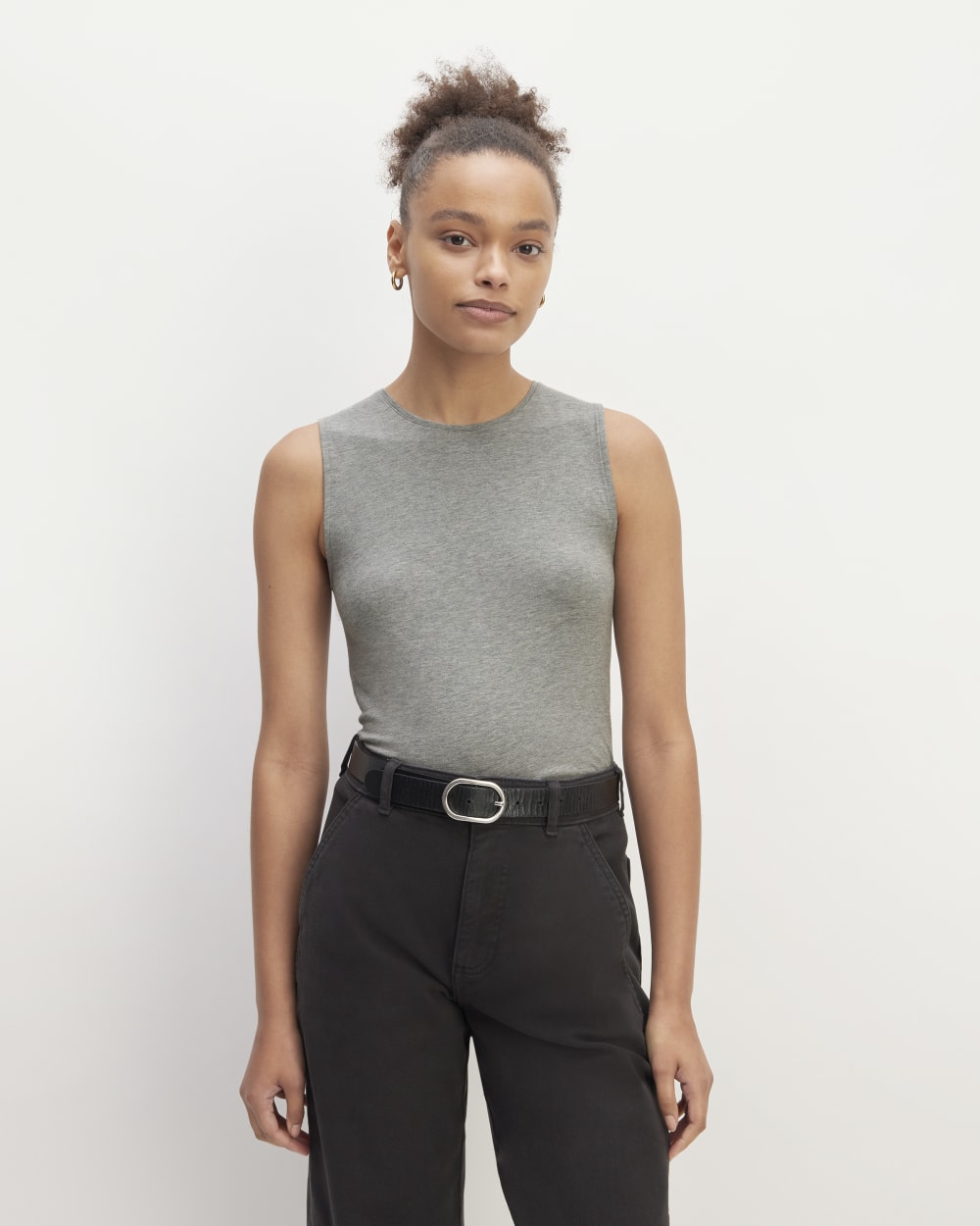 The Supima® Form Tank in Mid Heather Grey — front view