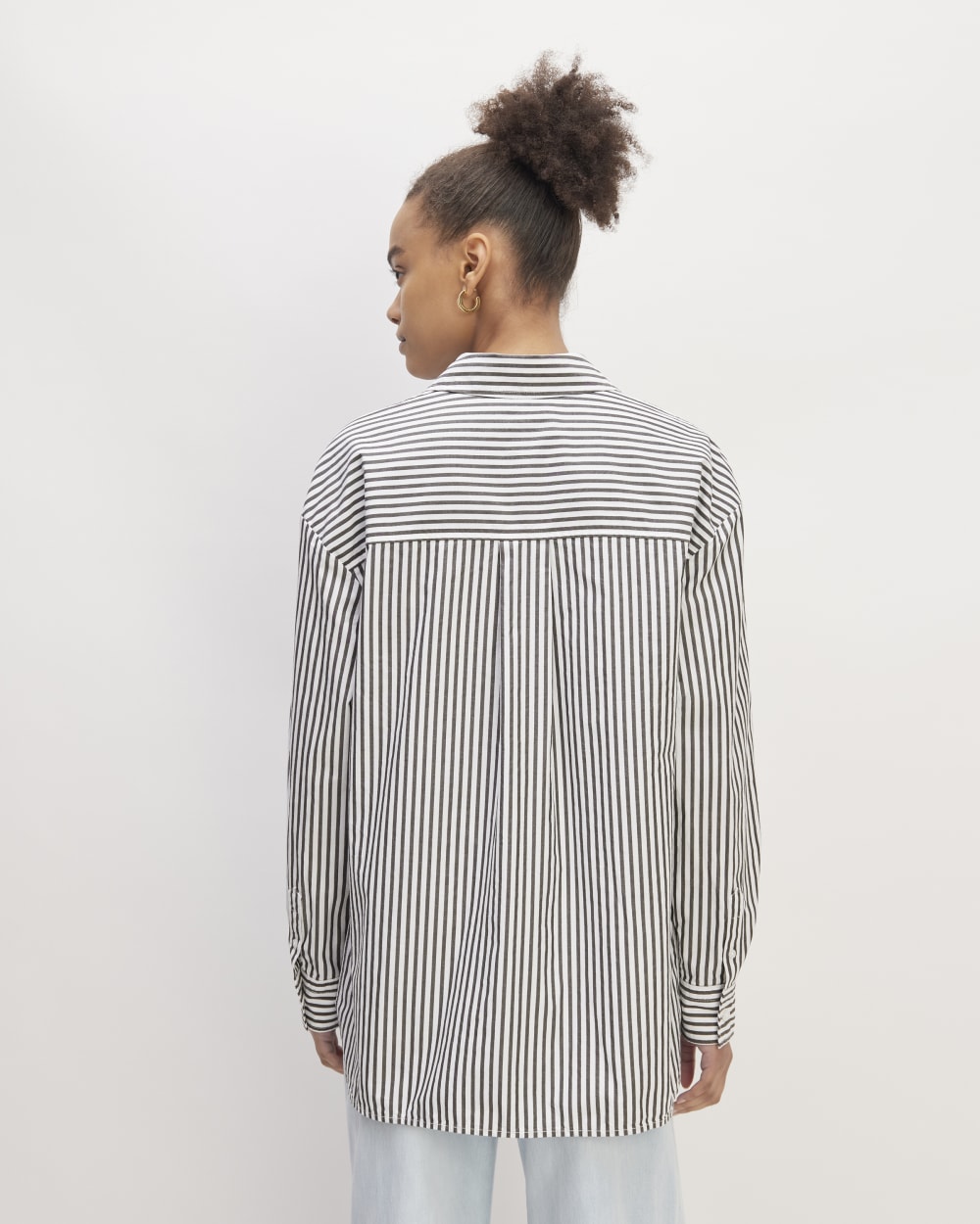 The Supima® Cotton Boyfriend Shirt in Optic White / Black — detail view