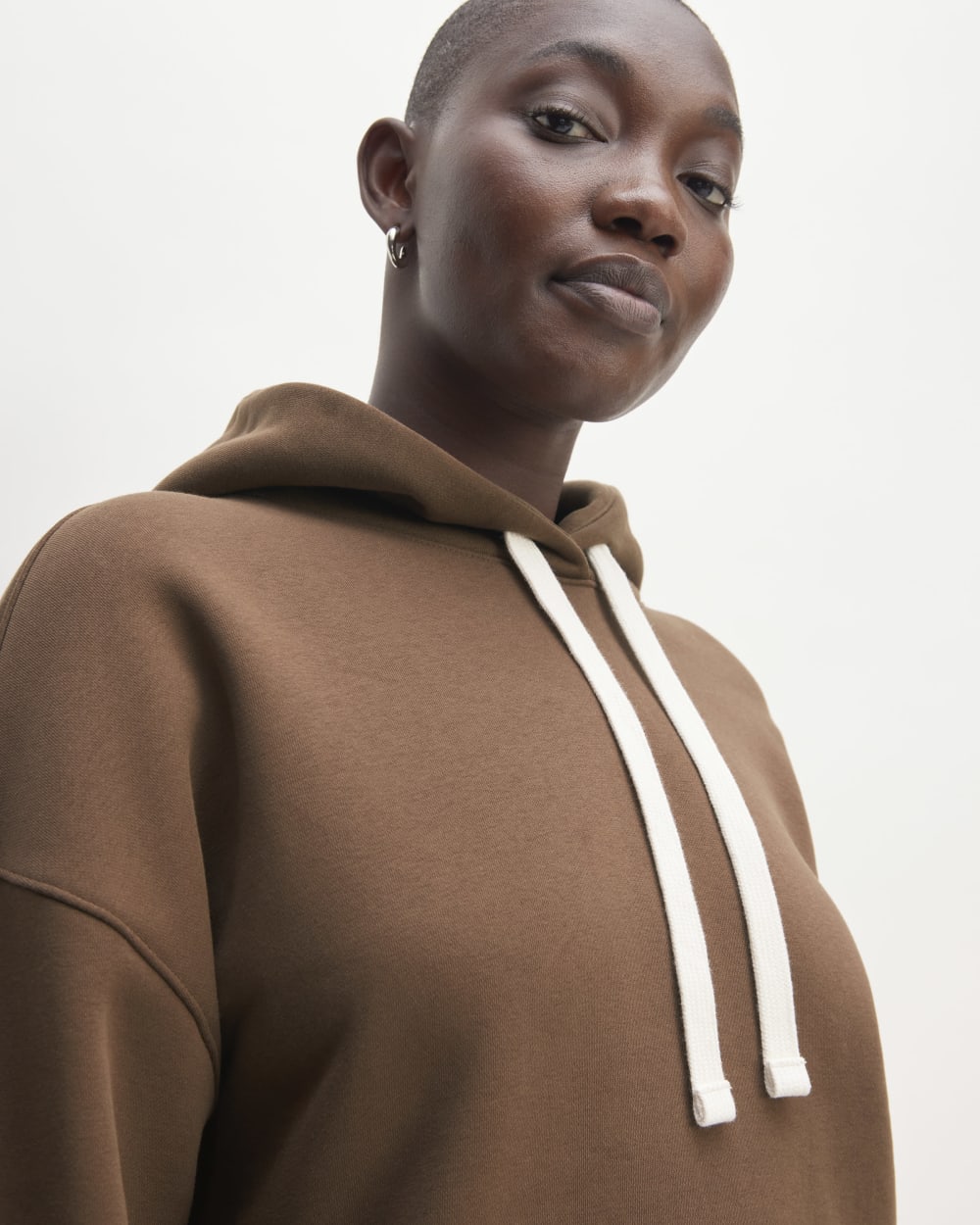 The ReTrack Hoodie in Cocoa — detail view