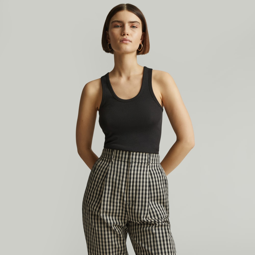 The Luxe Rib Tank in Black — front view