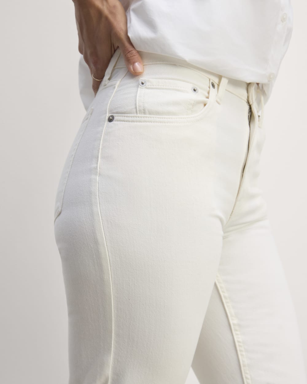 The Super-Soft Relaxed Jean in Bone — detail view