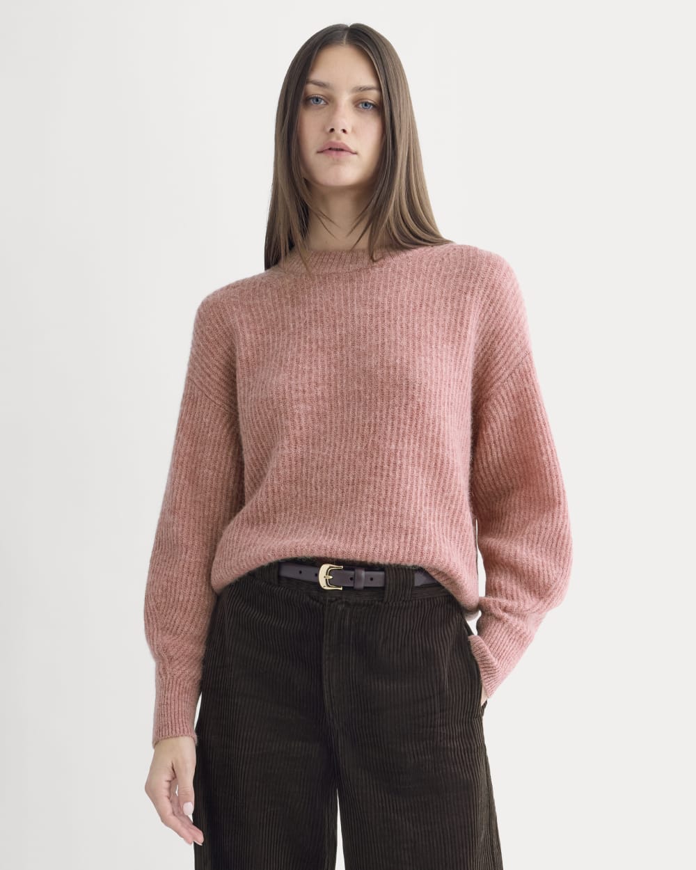 The Cocoon Crew in Alpaca in Heather Ash Rose — front view