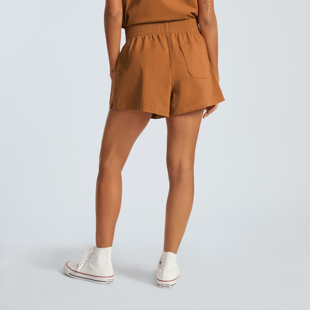 The Retro Jersey Short in Tawny Brown — detail view
