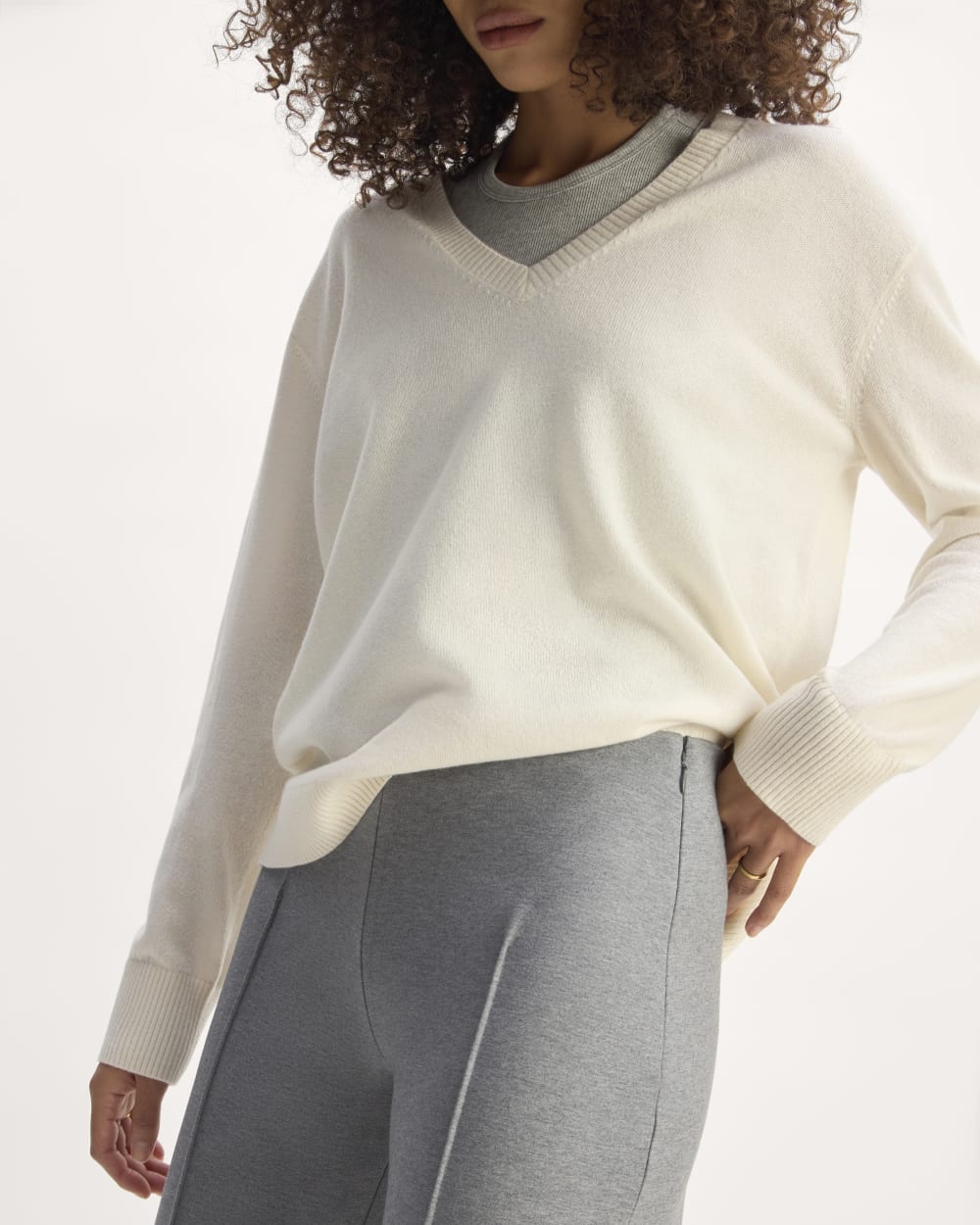 The Dream Trouser in Mid Heather Grey — detail view