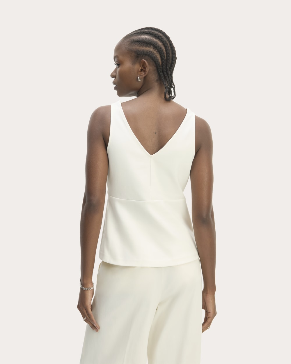 The Dream V-Neck Top in Bone — detail view