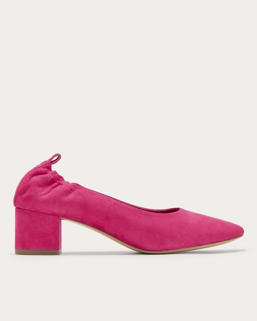 The Day Heel in Red Currant Suede — front view