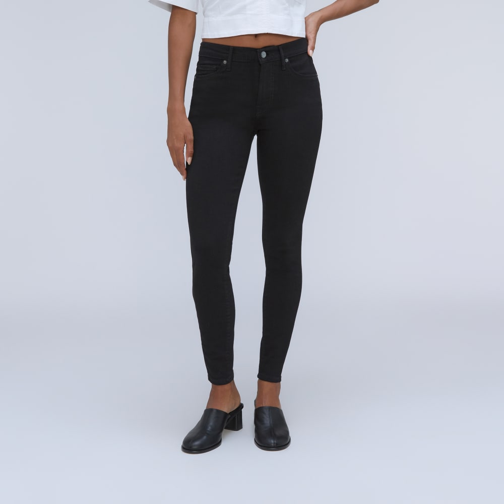 The Mid-Rise Skinny Stretch Jean in Black — front view