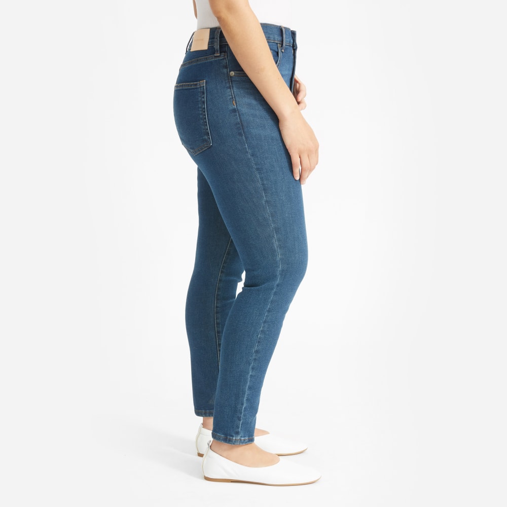 The Authentic Stretch High-Rise Skinny in Mid Blue — detail view