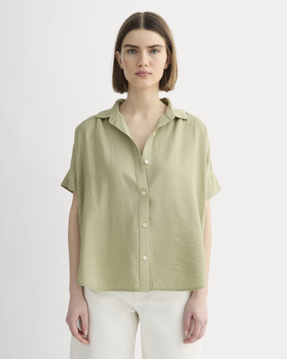 The Square Shirt in SoftLuxe in Eucalyptus — front view