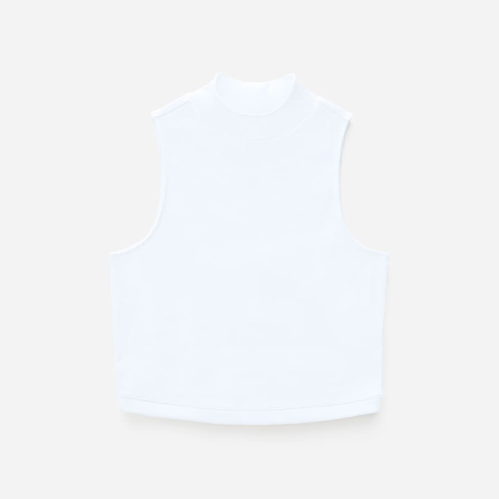 The Ribbed Mockneck Tank in White — alternate view