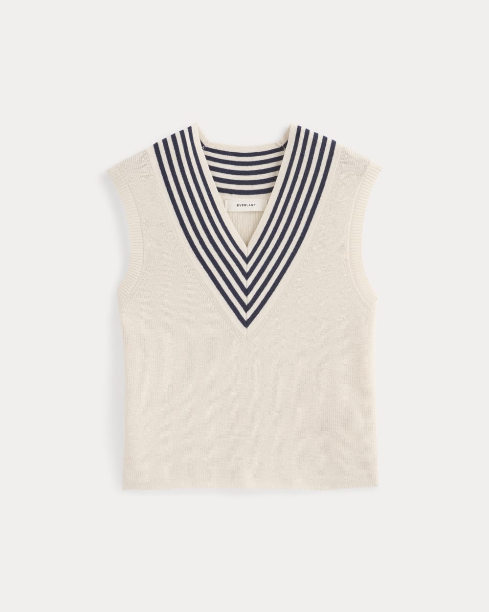Relaxed V-Neck Vest in Cotton Merino in Canvas — alternate view