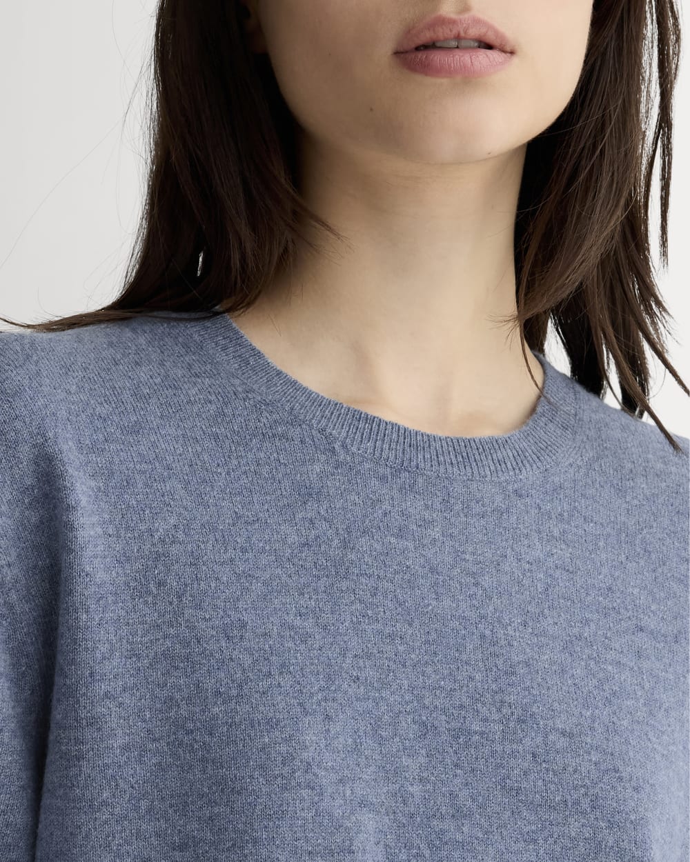 The Classic Crew in Cashmere in Denim Blue — detail view