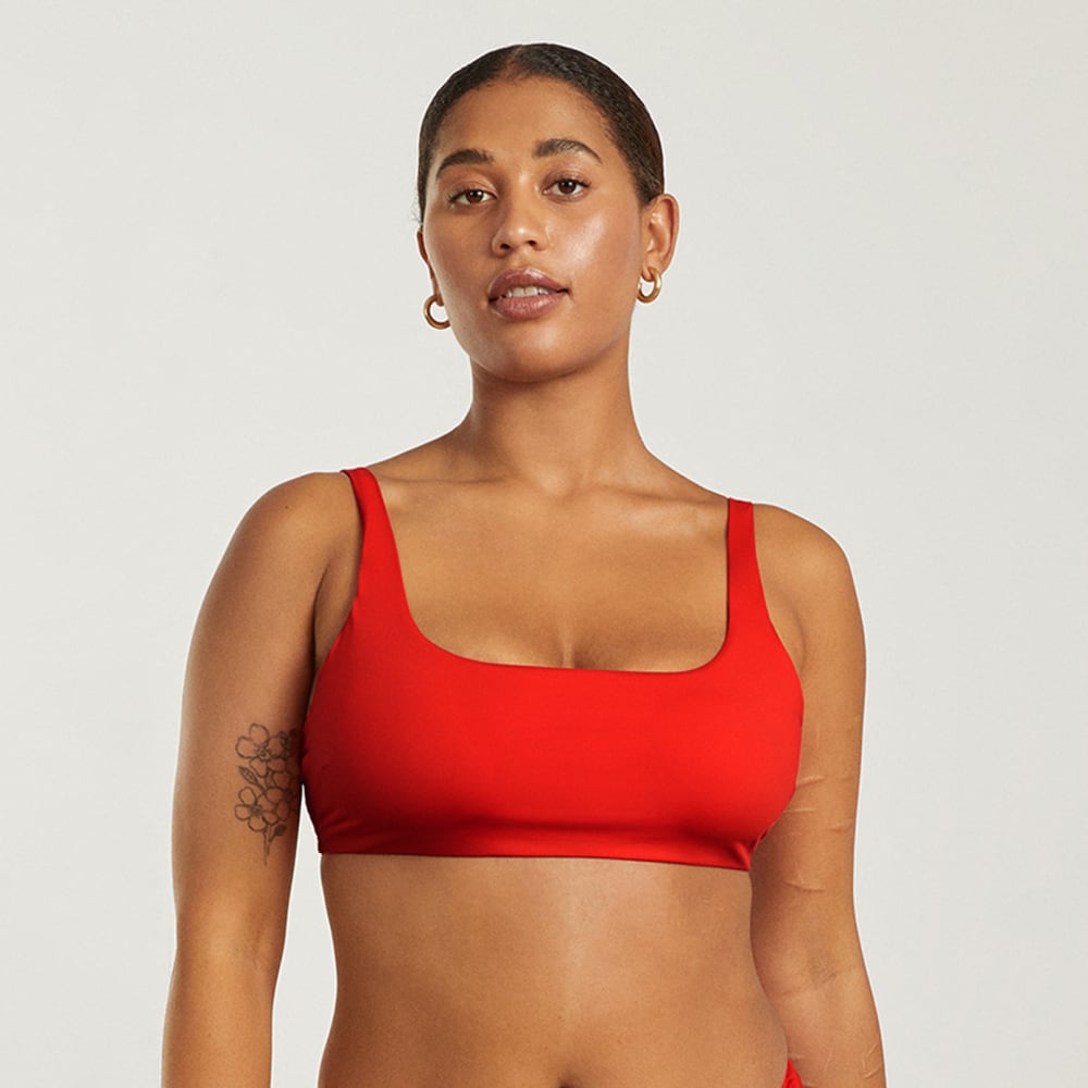 The Square-Neck Bikini Top in Bright Red — alternate view