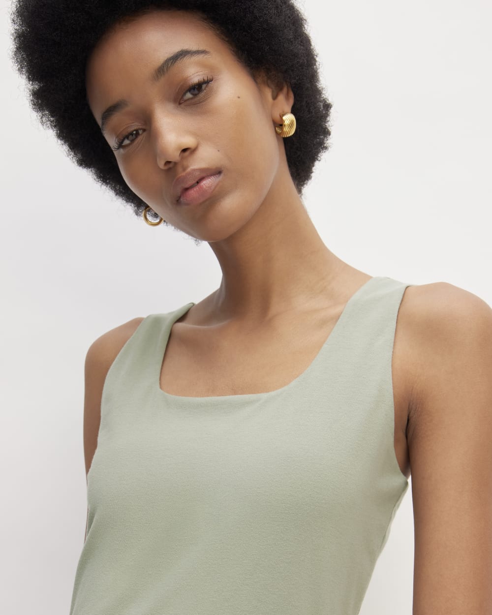 The Supima® Jersey Riviera Dress in Sage Green — detail view