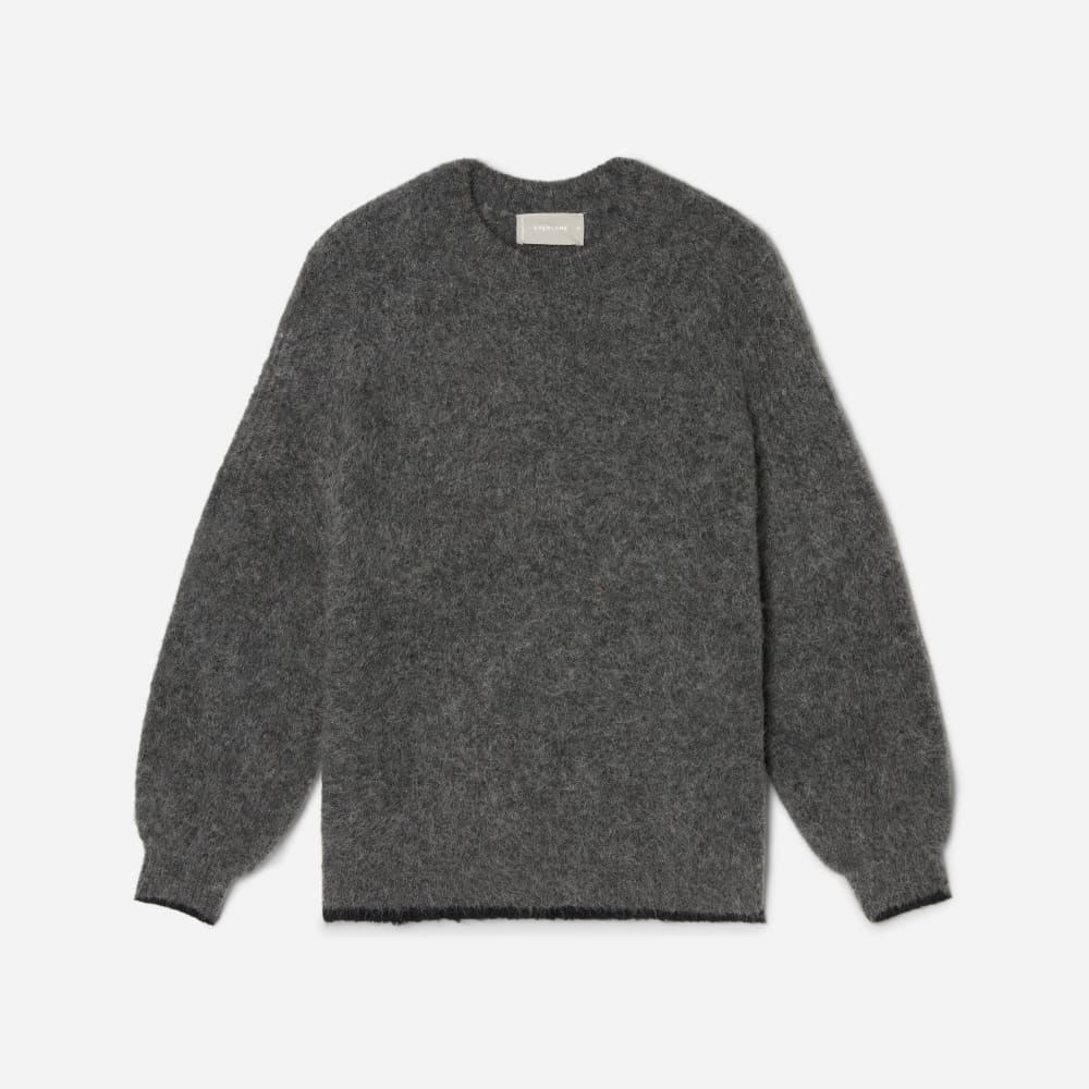 The SuperFuzz Alpaca Oversized Crew in Heathered Charcoal — alternate view