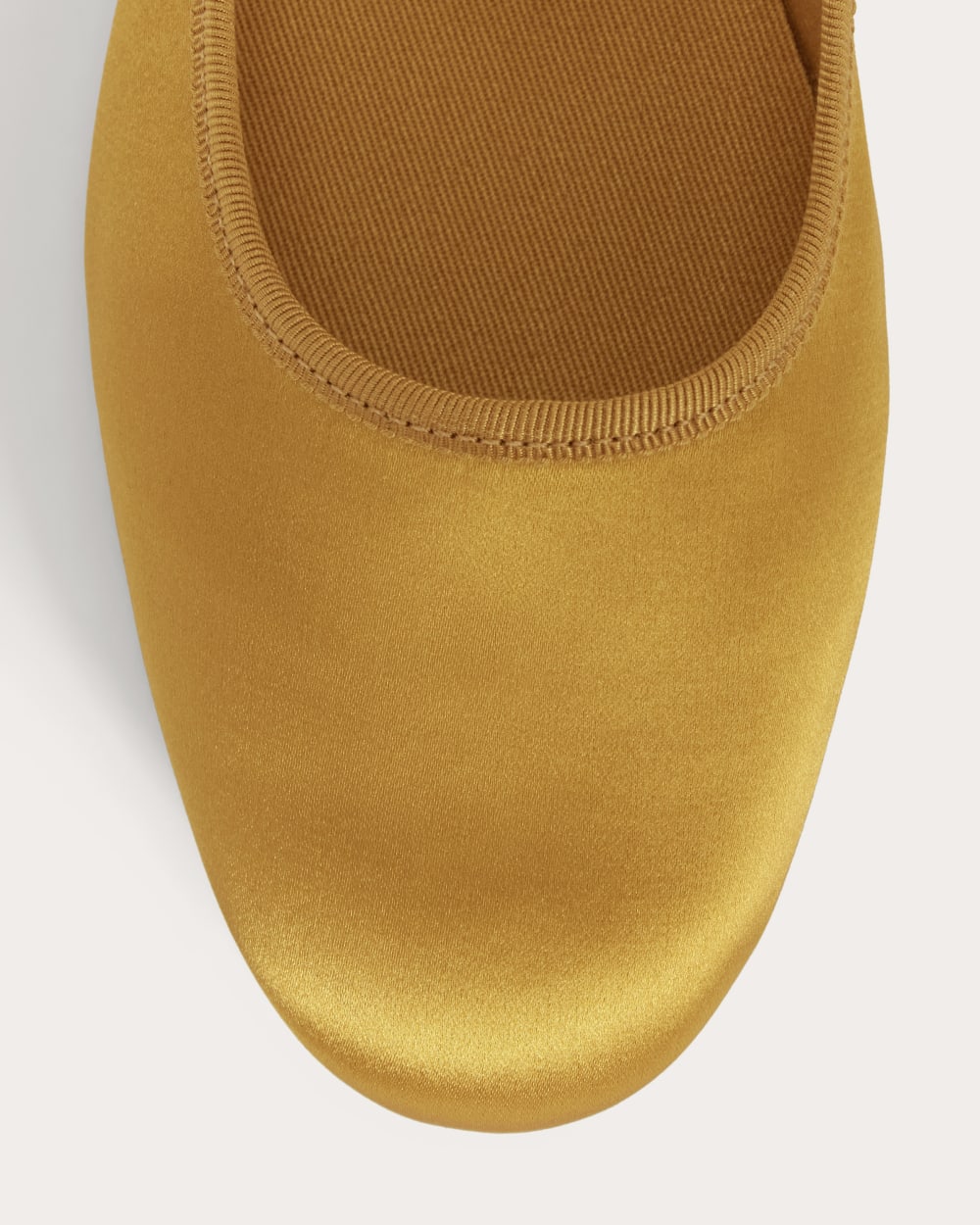 The Day Buckle Mary Jane in Golden Yellow Satin — detail view