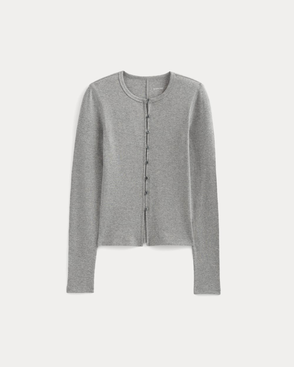 Luxe Rib Button-Up Top in Heathered Light Grey — alternate view