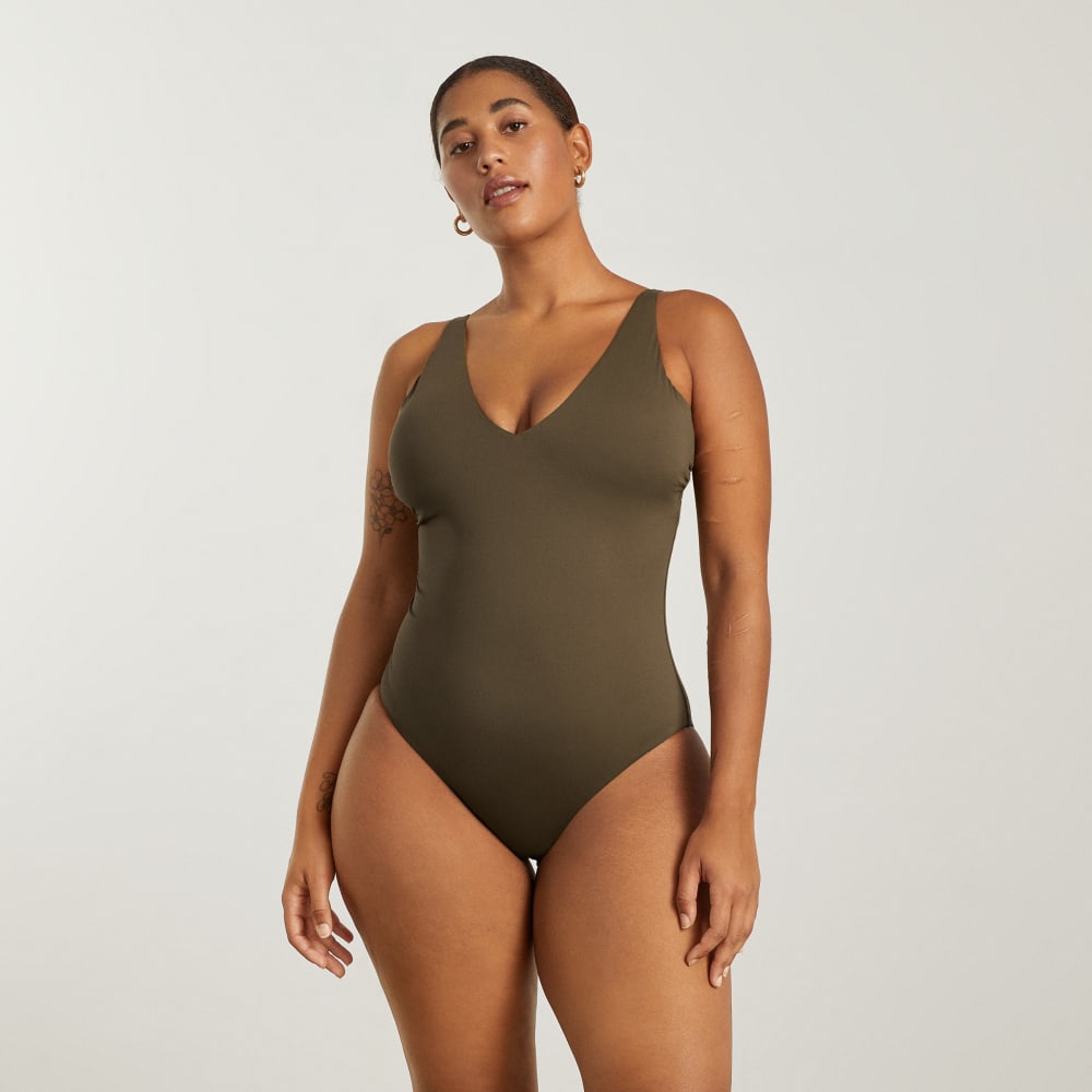 The V-Neck One-Piece in Beech — alternate view
