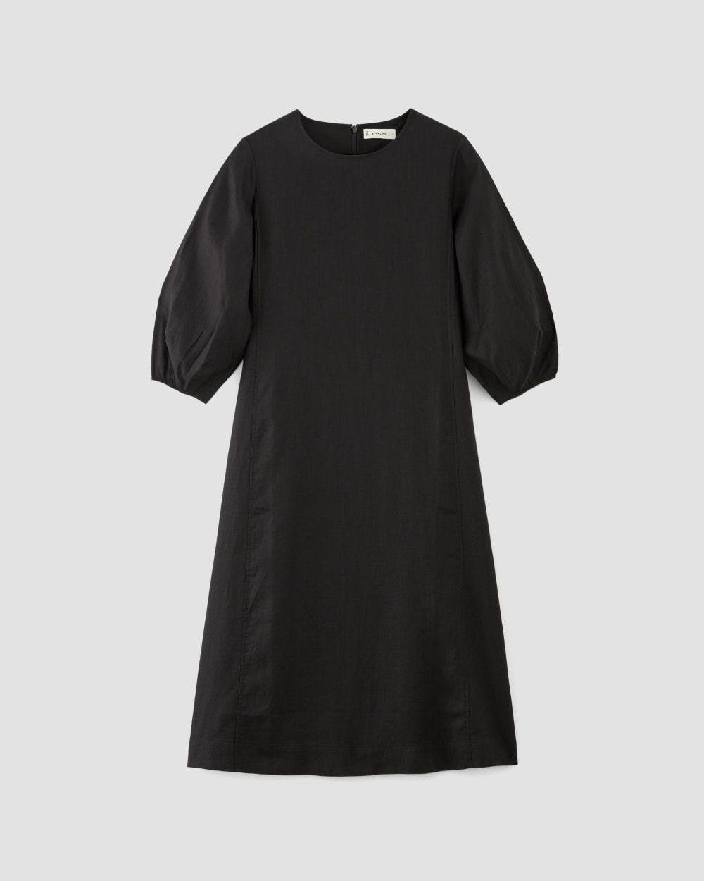 The Linen A-Line Midi Dress in Black — alternate view