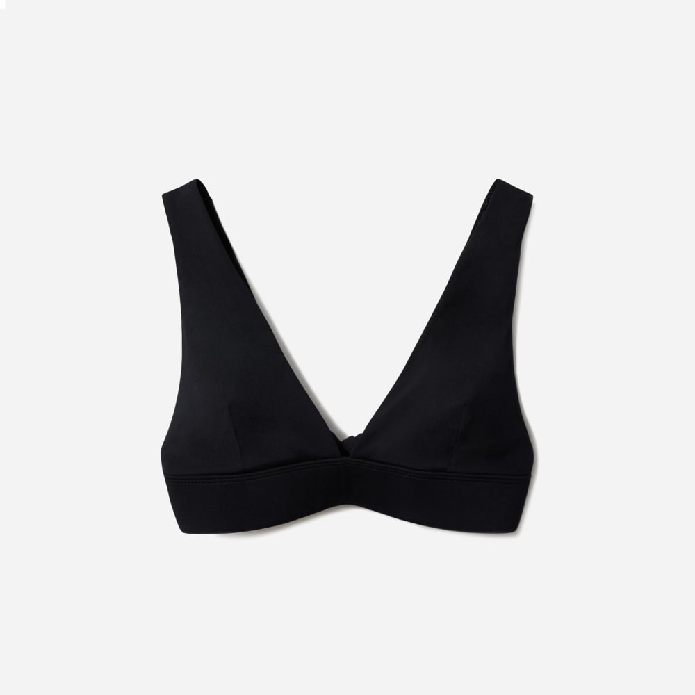 The Triangle Bikini Top in Black — front view
